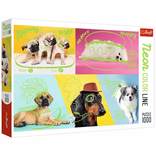 Trefl: Neon Color Line Szuper kutyák puzzle - 1000 darabos