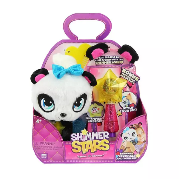 Figurină de pluș Shimmer Stars, Ursulețul panda Pixie cu baghetă magică