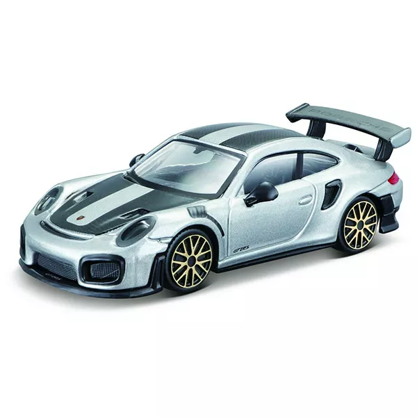 Bburago: utcai autók 1:43 Porsche 911 GT2 RS, ezüst színű, fekete csíkkal