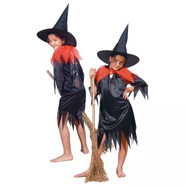 Costum vrăjitoare cu pălărie, 128 cm