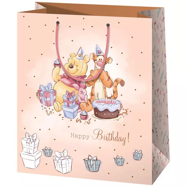 Winnie the Pooh: Pungă cadou cu inscripție Happy Birthday - 26 x 13 x 33 cm