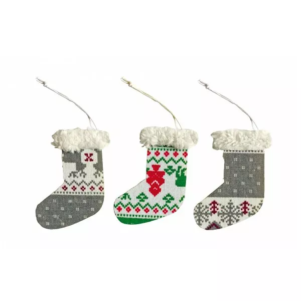 Karácsonyi zokni dekoráció - 3 darabos
