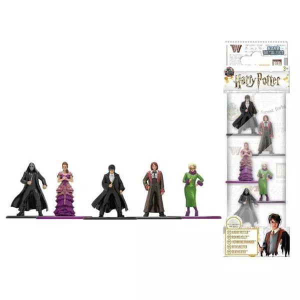 Harry Potter: 5 darabos fém mini figura szett - Harry, Ron, Hermione, Rita Skeeter, Halálfaló
