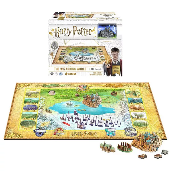 Harry Potter The Wizarding World - puzzle 4D cu clădiri, 892 piese