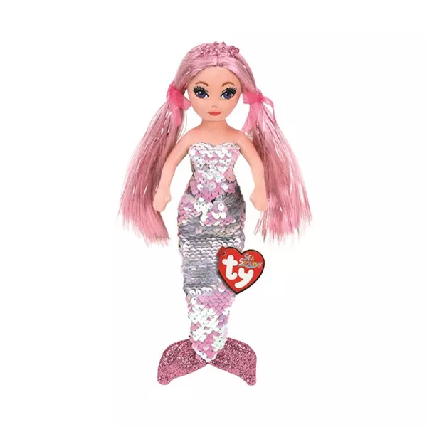 TY Sea Sequins: Sirenă figurină de pluș cu paiete, roz - 27 cm