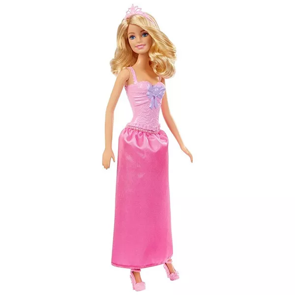 Barbie: Păpușă prințesă blondă în rochie roz