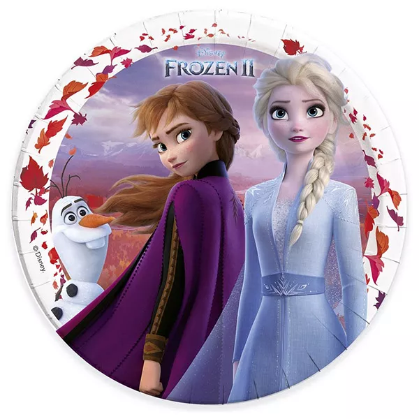 Set 8 farfurii din carton cu model frunze, Prințesele Disney, Frozen - 23 cm