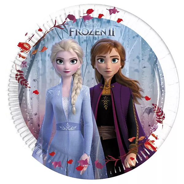 Set 8 farfurii din carton cu model frunze, Prințesele Disney, Frozen - 20 cm