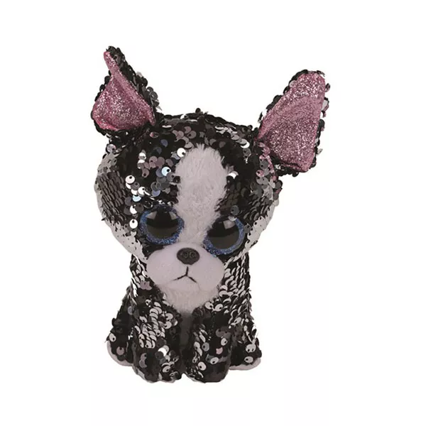 TY Beanie Boos: Portia flitteres, fekete terrier plüssfigura - 15 cm