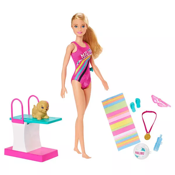 Barbie Dreamhouse: Păpușă Barbie în costum de baie și accesorii