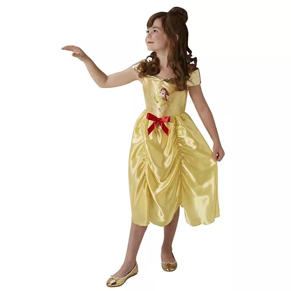 Prințesele Disney: Costum Belle cu fundă roșie - 128 cm
