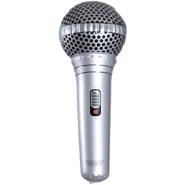 Ezüst színű, felfújható mikrofon - 25 cm