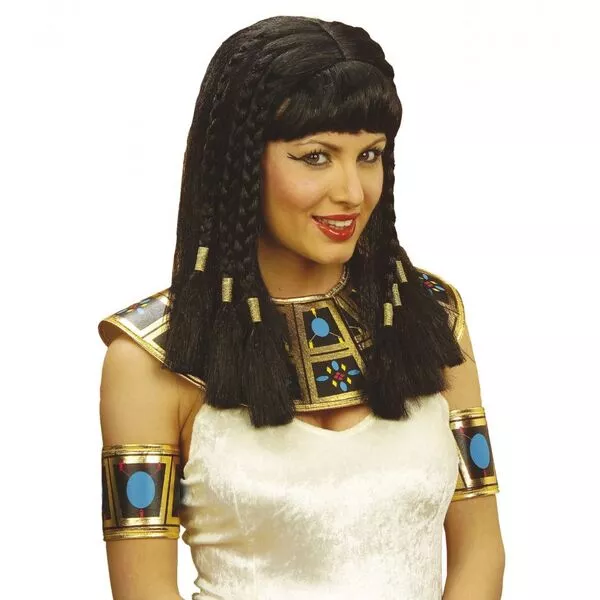 Perucă Cleopatra cu păr împletit - negru