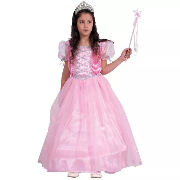 Rózsaszín hercegnő jelmez,koronával - 128cm