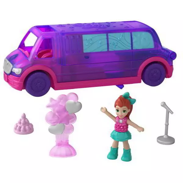 Polly Pocket: Mini-limuzină de petrecere cu accesorii și mini-păpușă