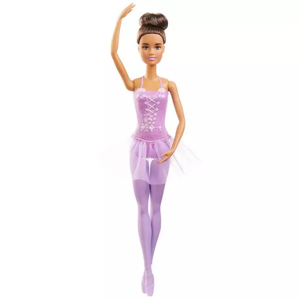 Barbie: Păpușă balerină cu păr blond cu tutu mov