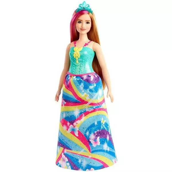 Barbie Dreamtopia: Szőke-pink hajú molett hercegnő baba 