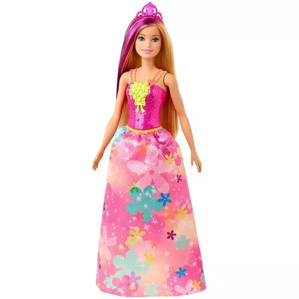 Barbie Dreamtopia: Păpușă prințesă cu păr blond și purpuriu