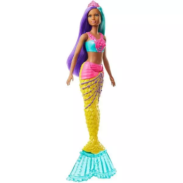 Barbie Dreamtopia: Păpușă sirenă cu păr purpuriu-verde deschis