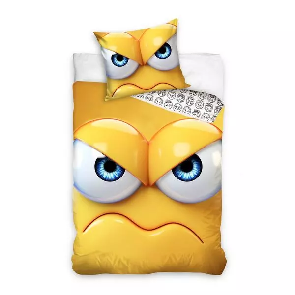 Mérges emoji kétrészes ágyneműhuzat garnitúra - nagyméretű