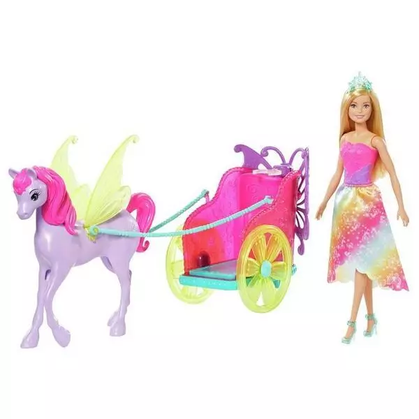 Barbie Dreamtopia: Barbie hercegnő hintóval és szárnyas lóval