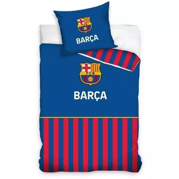 FC Barcelona: lenjerie de pat cu 2 piese - roșu cu dungi albastre 