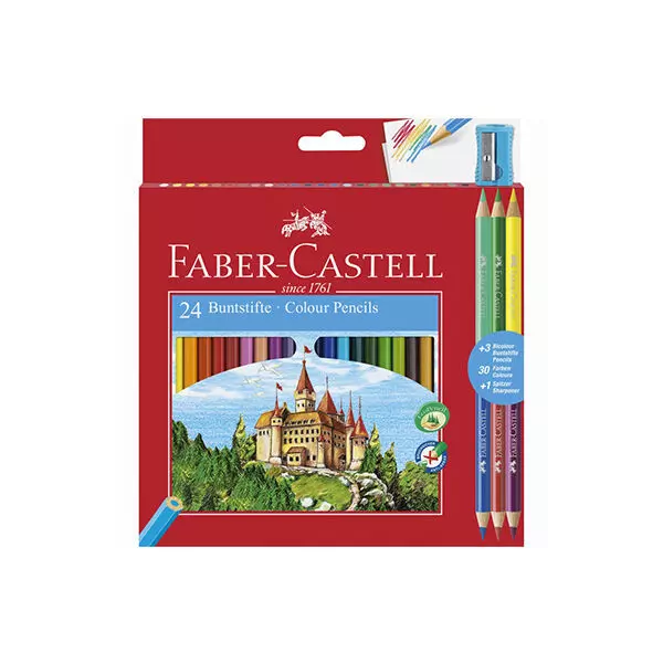Faber-Castell: Kétoldalú színes ceruza készlet, 24+ 3 db