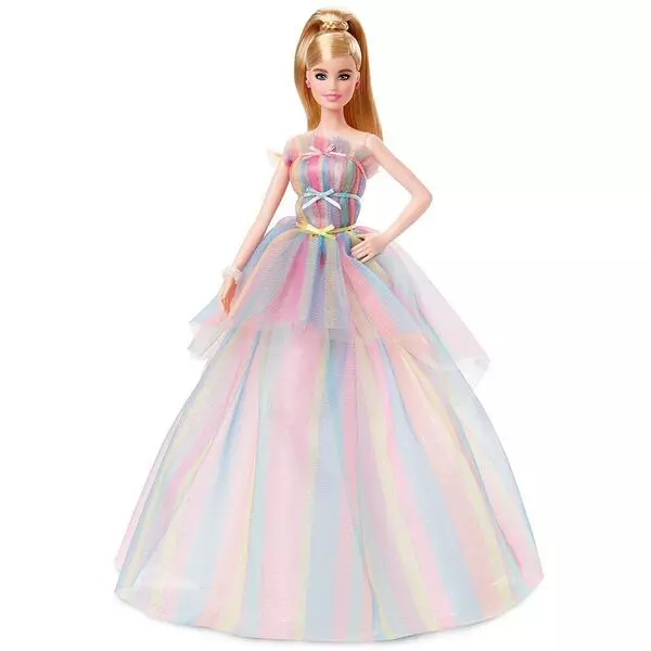 Barbie: Păpușă Birthday Wishes în rochie tul culoare curcubeu