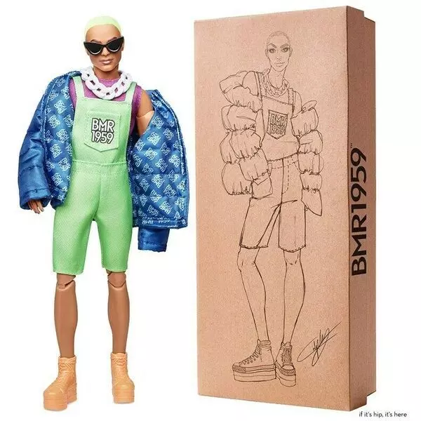 Barbie: BMR1959 - Ken retro divatbaba zöld hajjal
