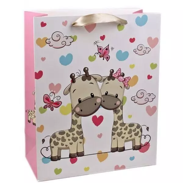 Model Girafe, pungă cadou - 26 x 32 x 13 cm