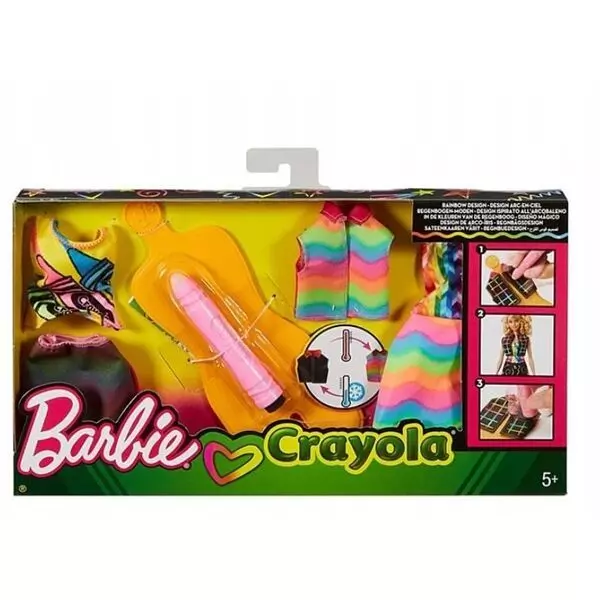 Barbie Crayola: Ruhafestő készlet - szivárvány mellény szett