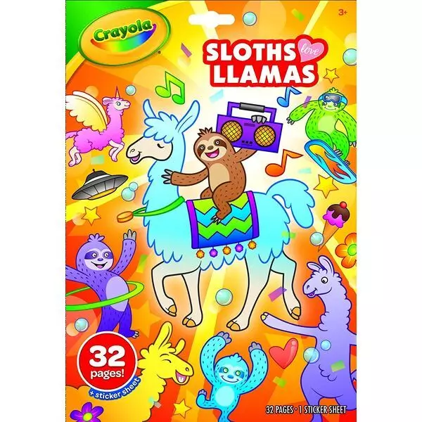 Crayola: Sloths an Llamas - carte de colorat cu abțibilduri