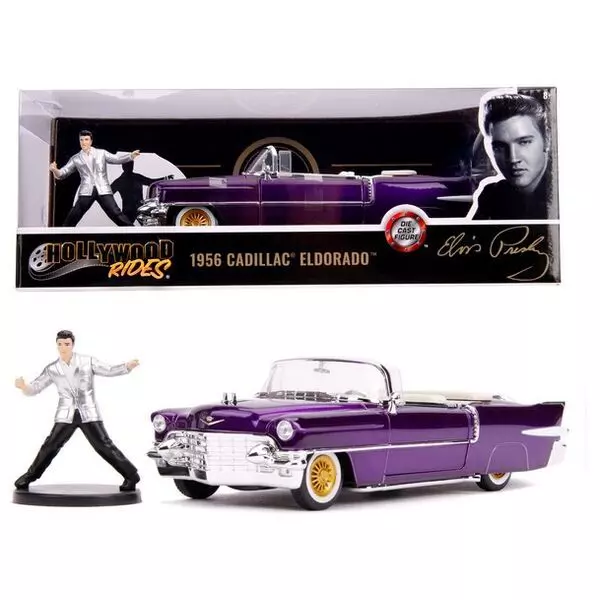 Hollywood Rides: 1956 Cadillac Eldorado Elvis Presley cu figurină 1:24