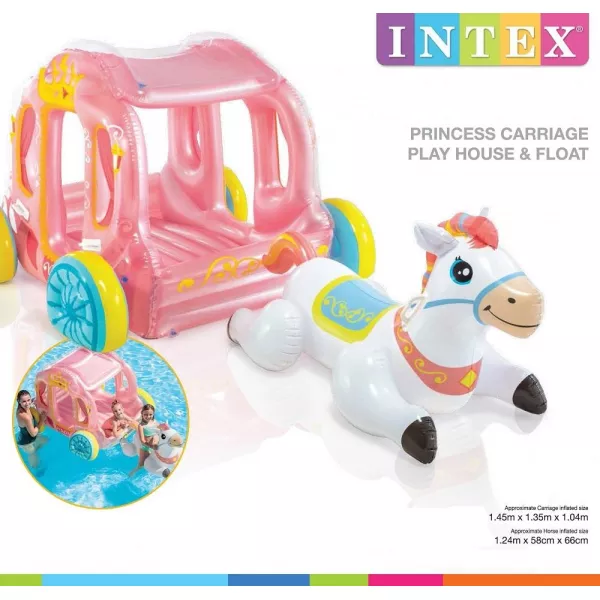 Intex: Hercegnő hintó lovacskával gyermek gumimatrac szett - 145 x 135 x 104 cm