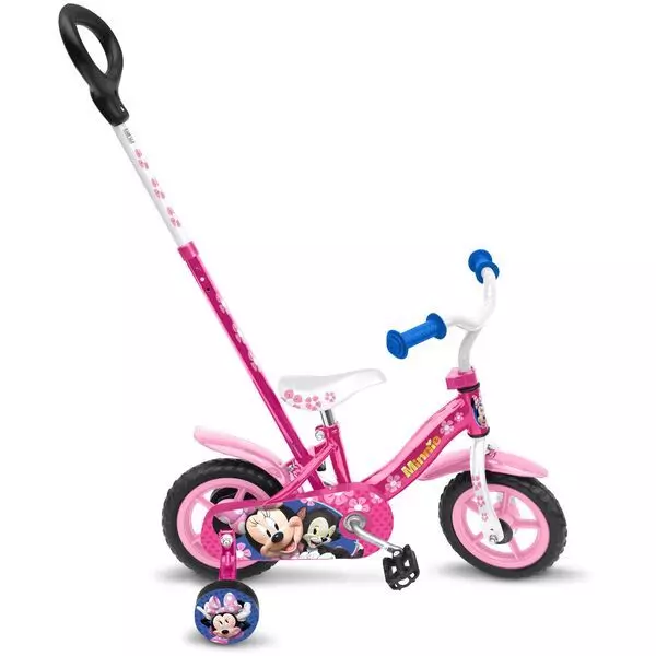Stamp: Minnie egér gyermek bicikli pótkerékkel és fogórúddal - 10-es méret
