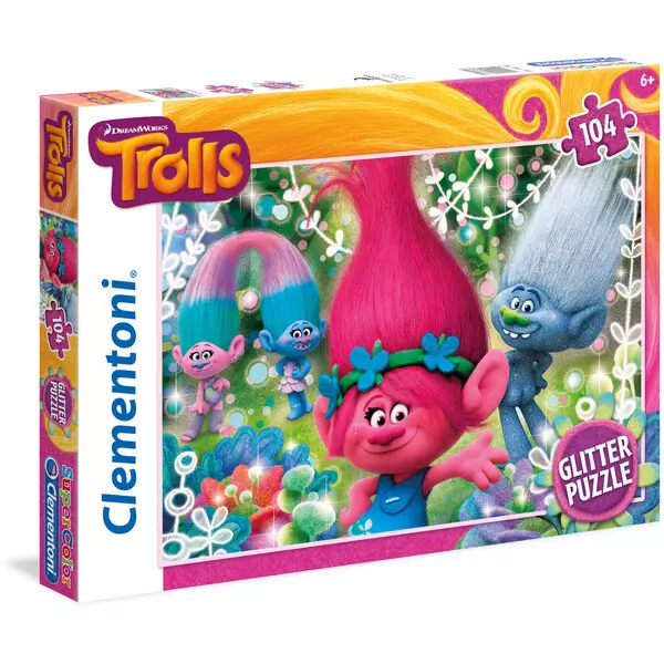 Clementoni: Trollok 104 darabos, csillámos puzzle