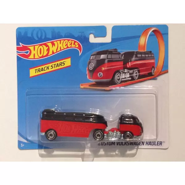 Hot Wheels Track Stars - Custom Volkswagen Hauler autószállító kamion - piros-fekete