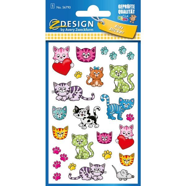 Avery: Pisici colorate - stickere cu efect metalic - Tulli.ro
