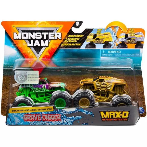 Monster Jam 2 darabos színváltós kisautók - Grave Digger és Max-D