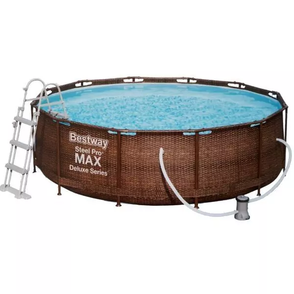 Bestway: MYKONOS LUX piscină ratan cu cadru metalic cu scară și circulator de apă - 366 x 100 cm