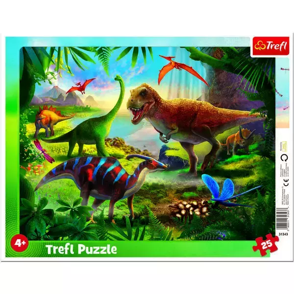 Trefl: Rompecabezas enmarcado de dinosaurios de 25 piezas
