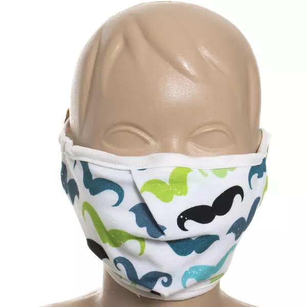 Mască facială textil cu două straturi - model mustață