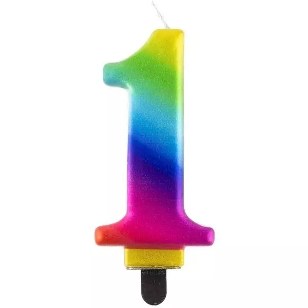 Regenbogenfarbene Geburtstagskerze, 8 cm - 1