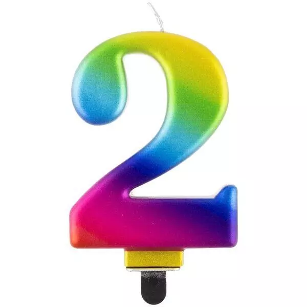 Szivárvány színű születésnapi számgyertya, 8 cm - 2