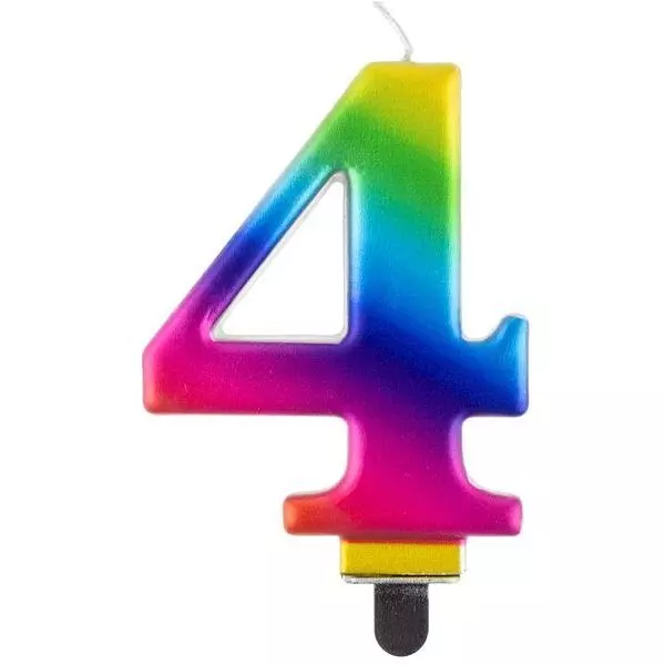 Szivárvány színű születésnapi számgyertya, 8 cm - 4