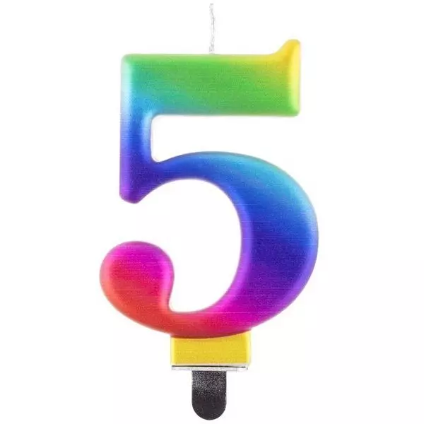 Szivárvány színű születésnapi számgyertya, 8 cm - 5