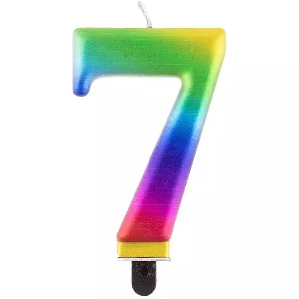 Regenbogenfarbene Geburtstagskerze, 8 cm - 7