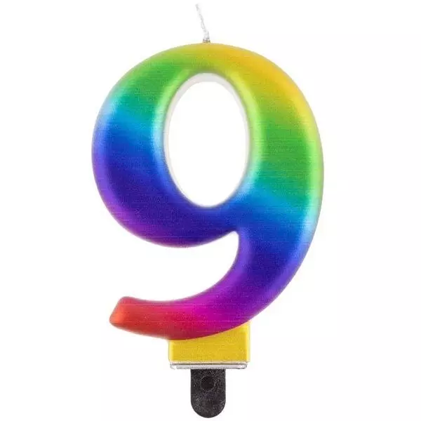 Szivárvány színű születésnapi gyertya, 8 cm - 9