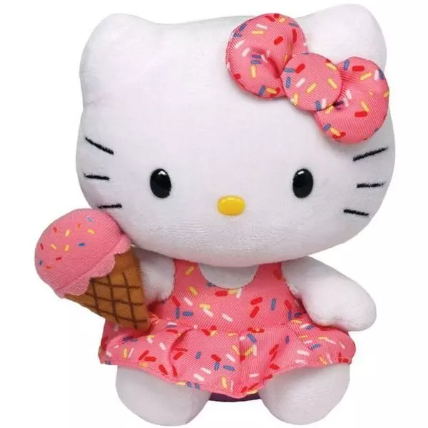 TY Beanie Babies: Hello Kitty cu înghețată figurină de pluş - 15 cm