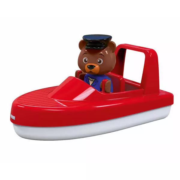 Aquaplay: Barcă roșie cu figurină ursuleț